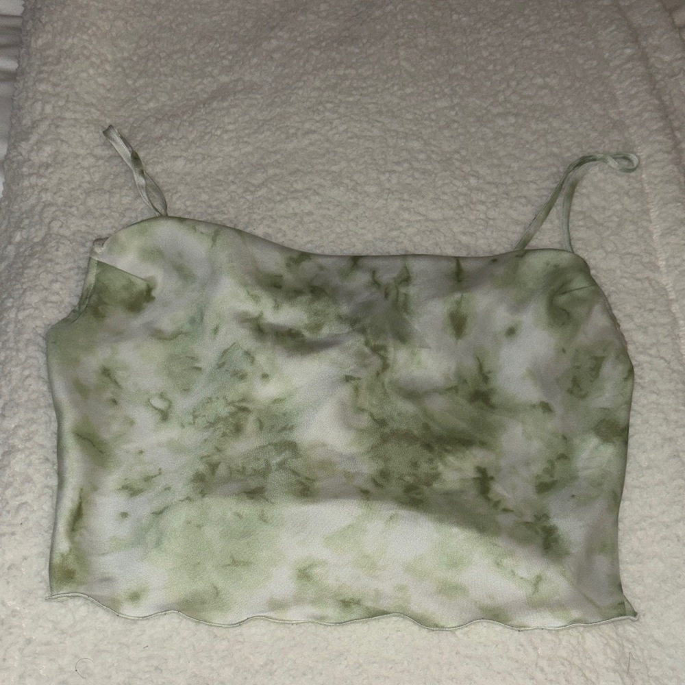 Urban Outfitters Sage Tie-Dye Tank Top Silk